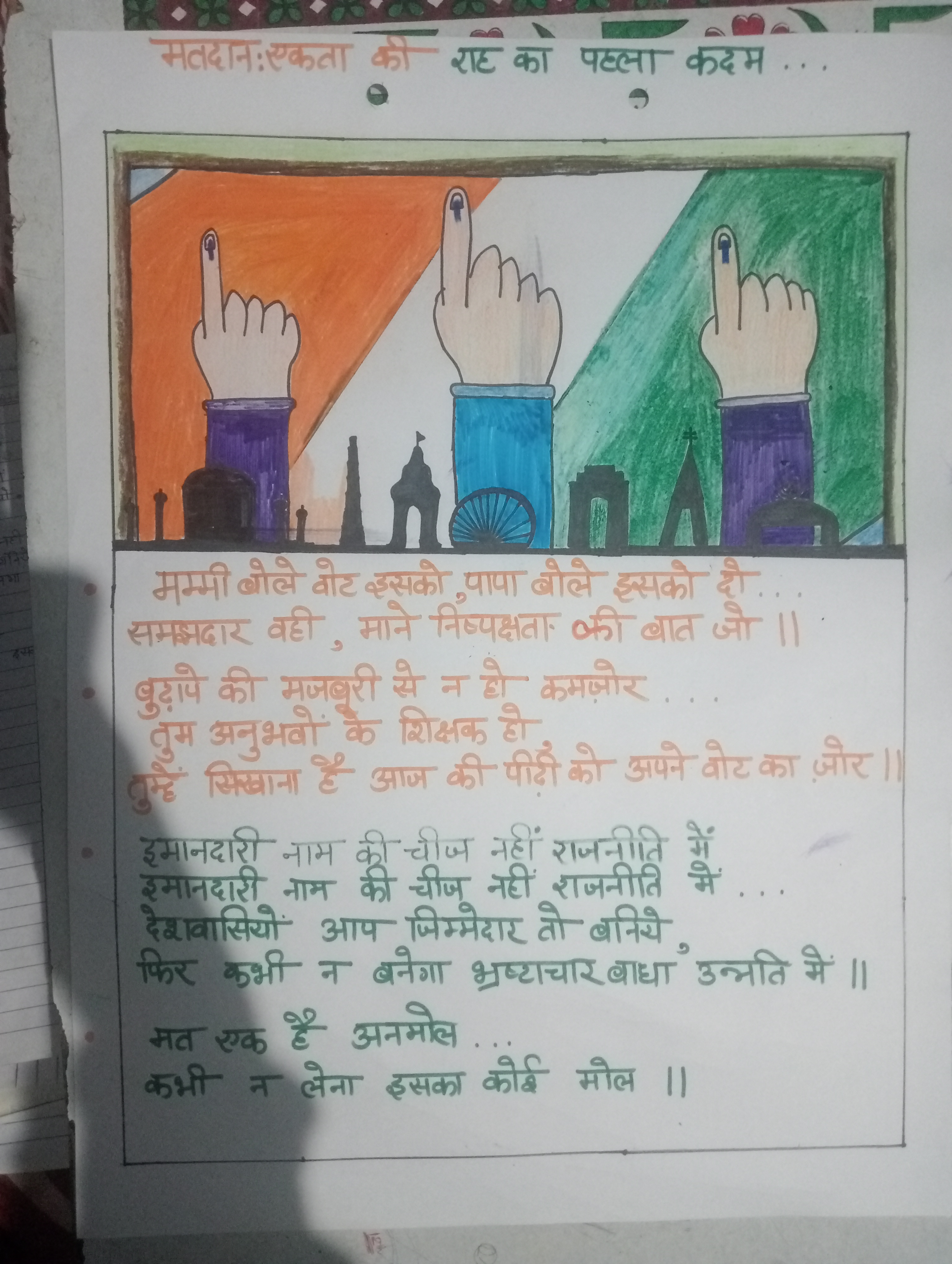 Drawing on National Voters Day/Voters day drawing easy/Voter Awareness  poster/Matdata jagrukta chart - YouTube